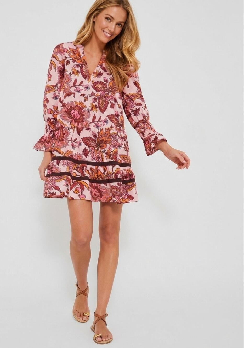 Tuckernuck Pink Ornate Chintz Floral Mini Dress XL Lace Ruffle NWT Resort Vacay